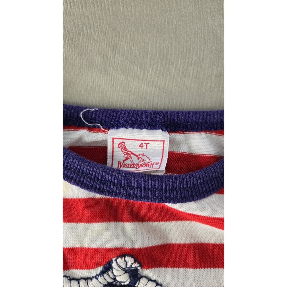 Vintage Buster Brown Sailor Anchor Dress 4T USA Red White Stripe Nautical Cute - Picture 2 of 5